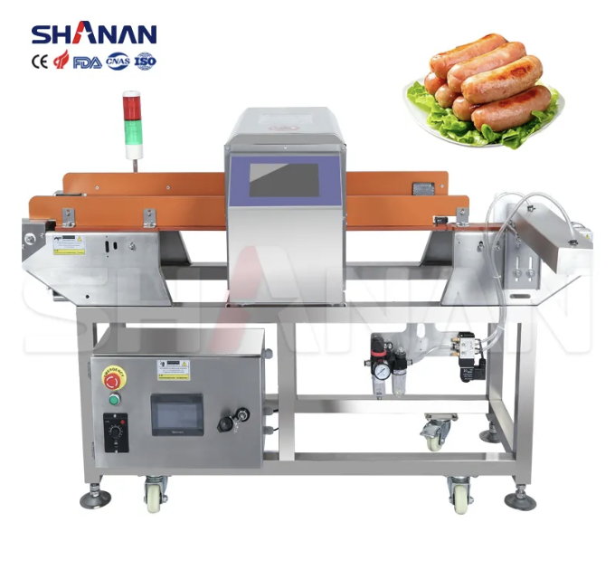 Máy dò kim loại thực phẩm và dược phẩm tự động dừng băng tải, hãng Shanan